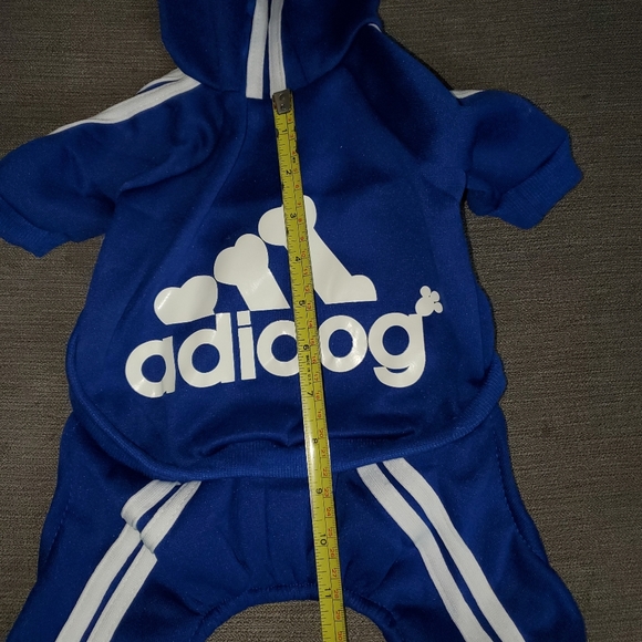 Blue Adidog Hoodie Outfit for dogs. - Picture 4 of 6
